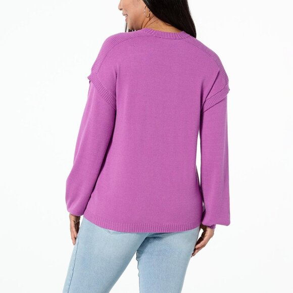 DG2 by Diane Gilman Women SoftEase Knit Ottoman Stitch Shoulder Sweater Size 2X - Picture 2 of 13